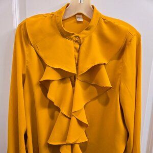 Yellow Ruffle Front Poets Blouse